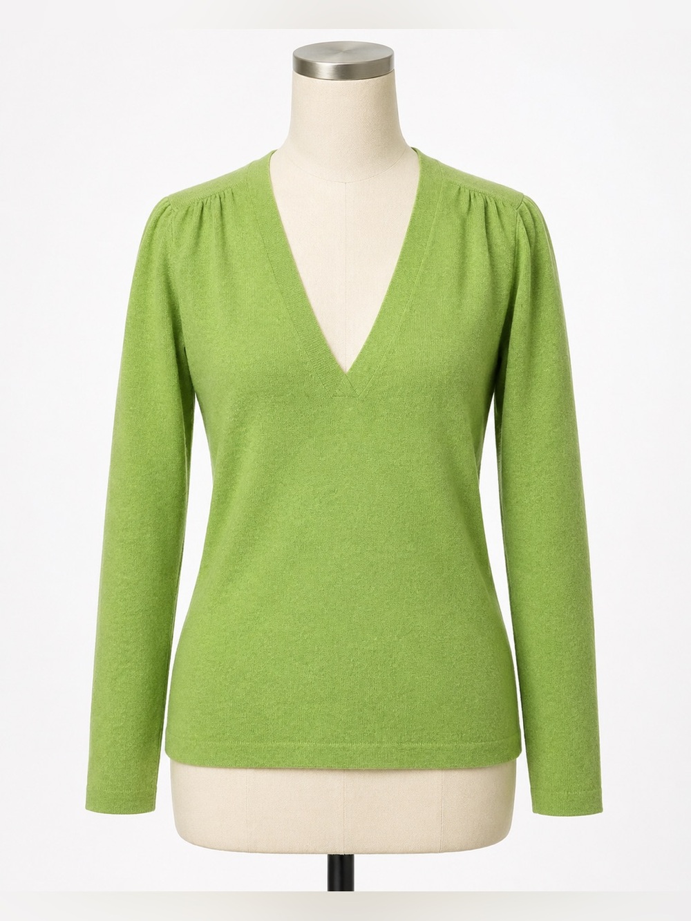 Banana Republic Wool / Angora Rabbit Fur/ Cashmere Blend Green V neck sweater